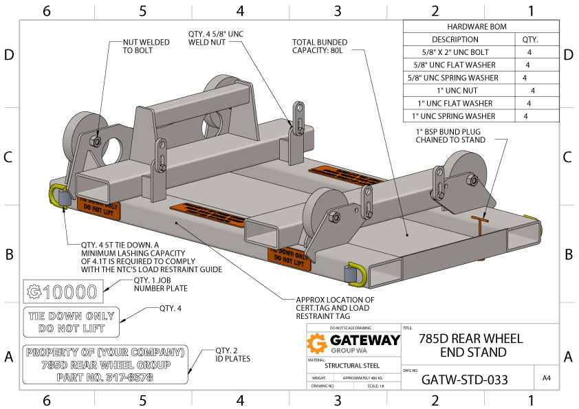 785D Rear Wheel End Stand