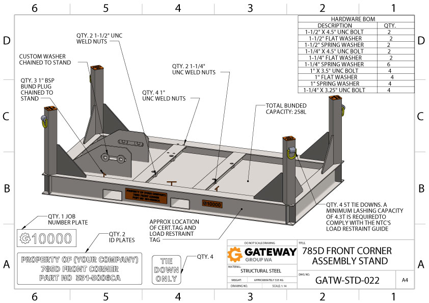 785D Front Corner Assembly Stand